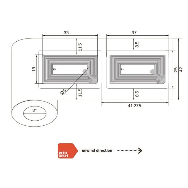 NFC Label 3725mm NXP ICODE SLIX ISO15693