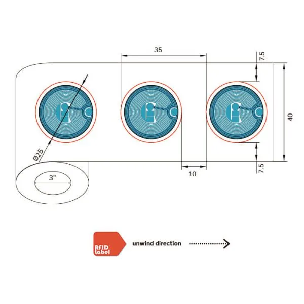 NFC Label 25mm NXP ICODE SLIX ISO15693 NFC type 5