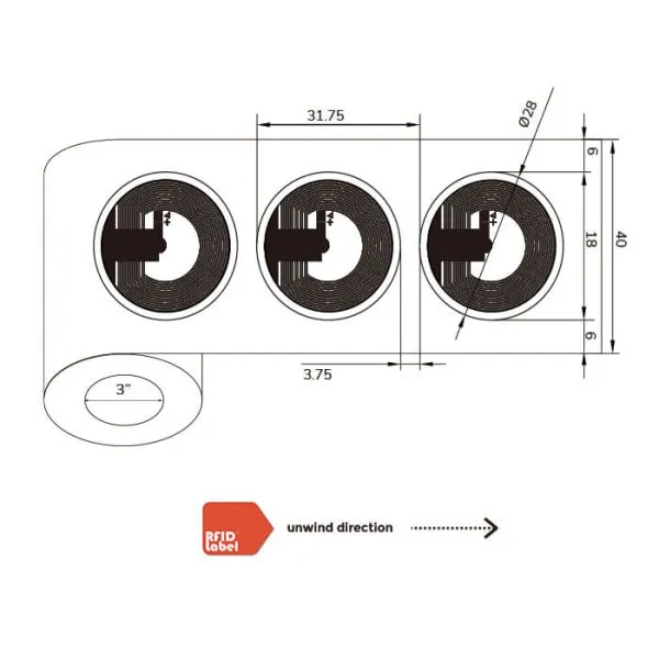 NFC Label 28mm for NXP ICODE SLIX ISO15693 NFC type 5