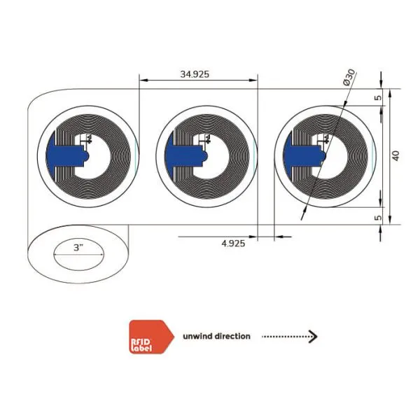 NFC Label 30mm NXP ICODE SLIX ISO15693 NFC type 5