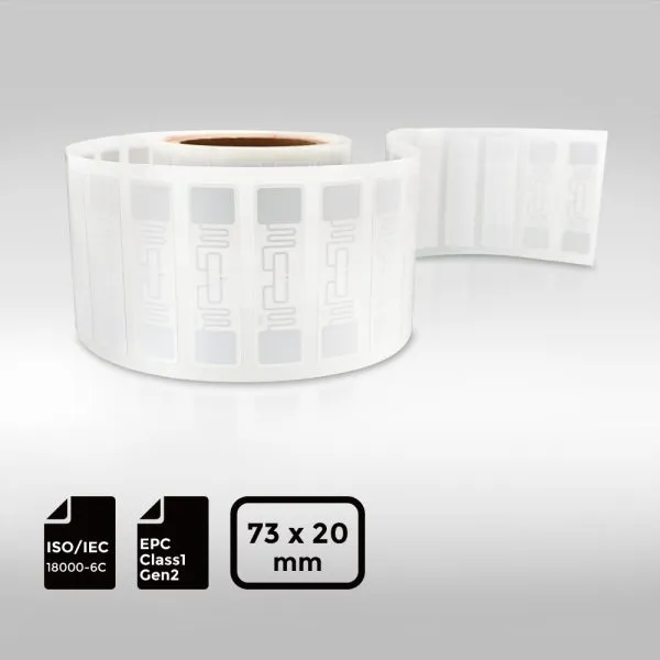 7320mm UHF-RFID-Label featuring advanced Alien Higgs 9 chip for high-precision asset tracking.