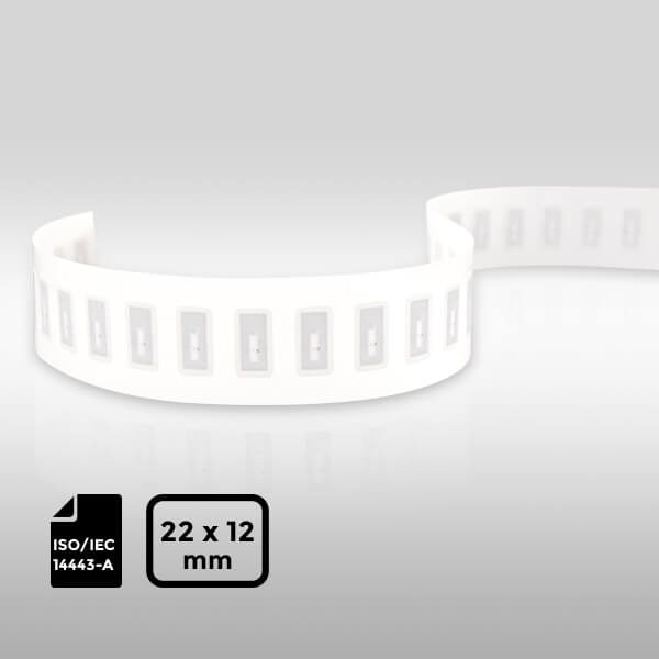 2212mm NXP MIFARE Ultralight EV1 HF RFID Label for secure access and inventory management.