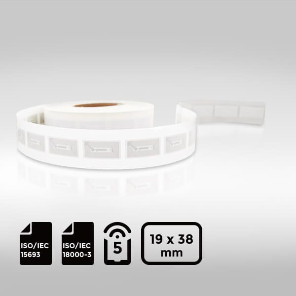 1938mm NFC-Label featuring NXP ICODE SLIX2 chip for extended range tracking.