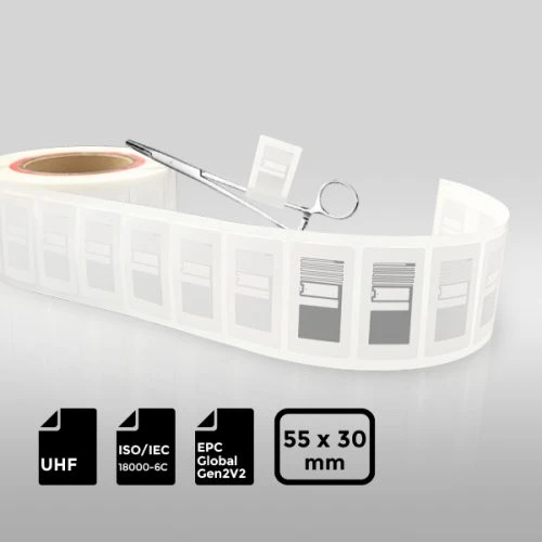 NXP UCODE 9 Coated Paper UHF RFID Flag Label for Medical Device Management