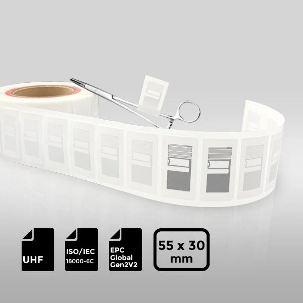 NXP UCODE 9 Coated Paper UHF RFID Flag Label for Medical Device Management