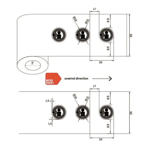 NFC Label 18mm NXP NTAG 213 ISO14443A NFC Type 2