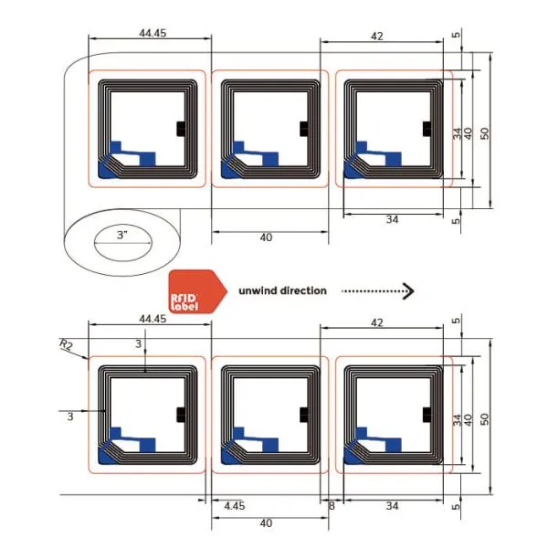 NFC Label NXP NTAG 213 4040mm ISO14443A NFC type-2