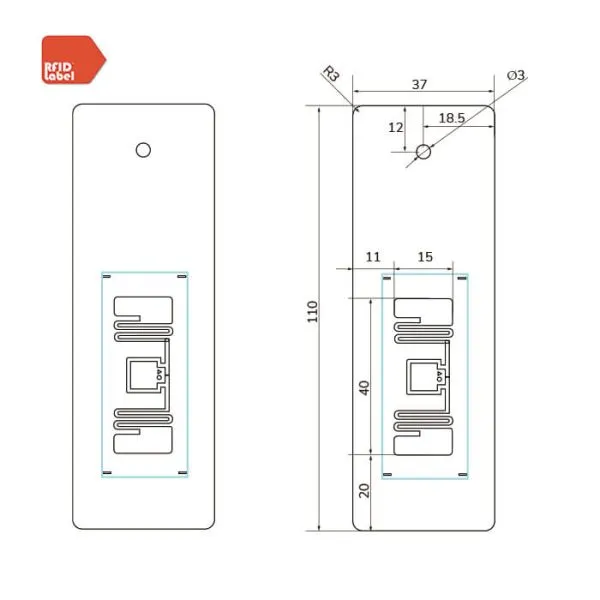 UHF RFID Hang Tag Impinj Monza R6-P 11037mm ISO18000-6C