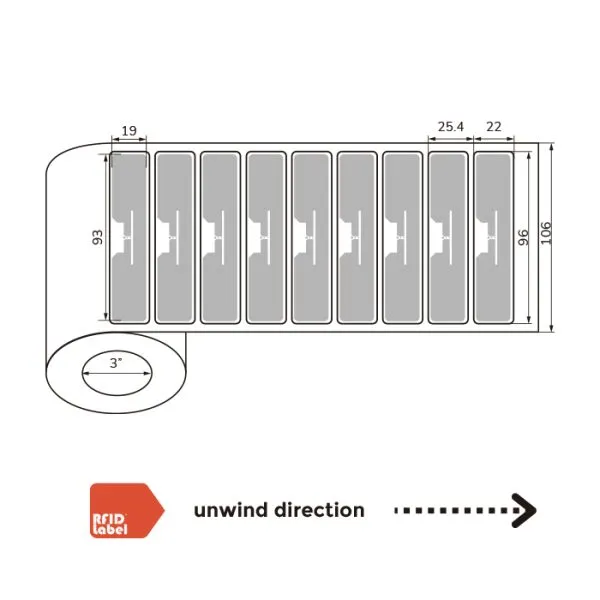 UHF RFID Label 9622mm Alien Higgs 9 ISO18000-6C
