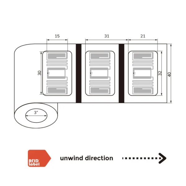 UHF RFID Label 32 21mm Impinj Monza R6-P