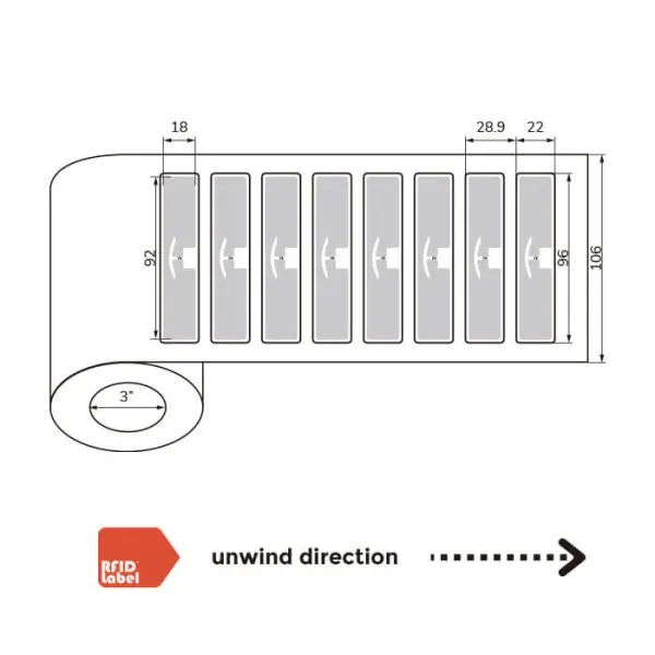 UHF RFID Label Impinj Monza R6-P 9622mm ISO18000-6C
