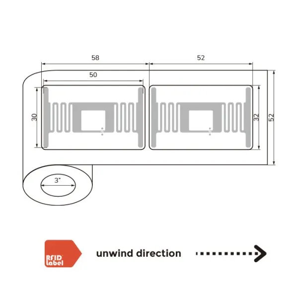 UHF RFID wet inlay Impinj Monza 4E 5232mm ISO18000-6C