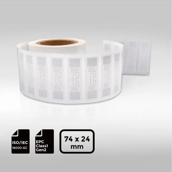 74 24mm UHF-RFID-Label featuring Alien Higgs 4 chip for secure and real-time asset tracking.