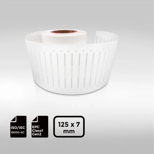 Slim 1257mm UHF-RFID-Label with Alien Higgs EC chip for precision asset tracking.