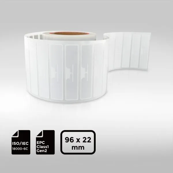 9622mm UHF-RFID-Label with Alien Higgs EC chip for high-efficiency asset tracking.