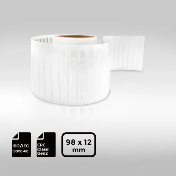 9812mm UHF-RFID-Label with Alien Higgs EC chip for robust long-range tracking.