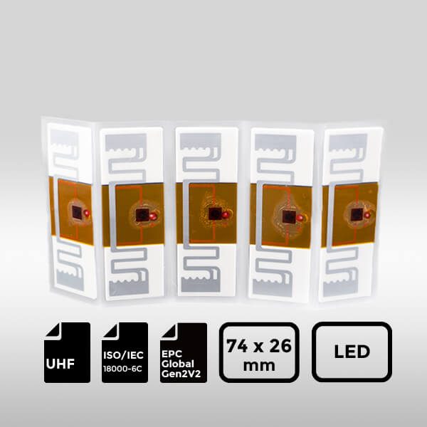 74 26mm LED UHF-RFID-Label with anti-metal and extreme temperature resistance.