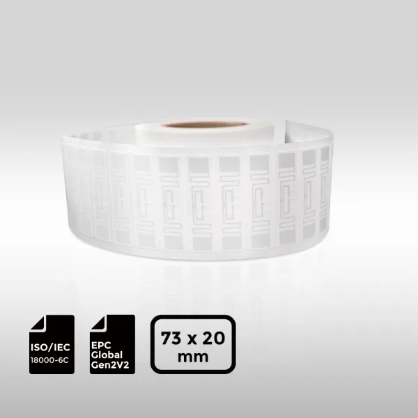 7320mm UHF-RFID-Label with Impinj M730 chip for high-speed retail inventory.