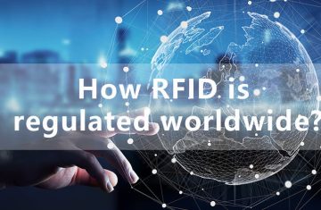 Global RFID Regulation A close-up photograph of a person touching a digital globe graphic with text asking how RFID is regulated worldwide.