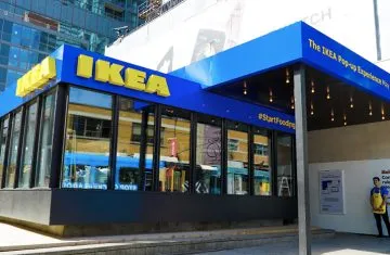 Exterior storefront view of the IKEA pop-up store in Toronto showcasing retail innovation and RFID customer interaction