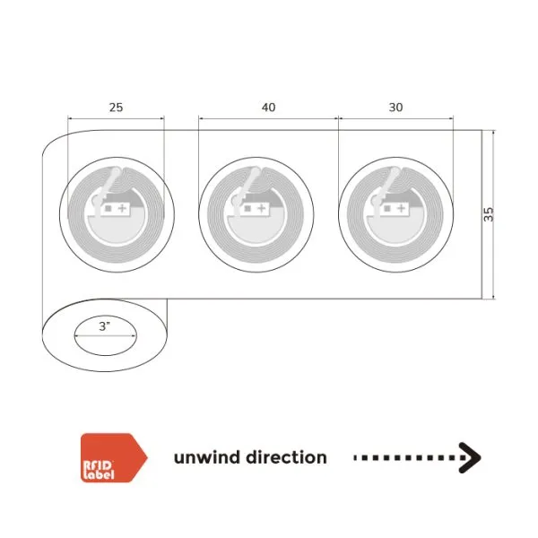 Technical Specification Diagram of MIFARE DESFire EV3 4K 30mm NFC Label Roll