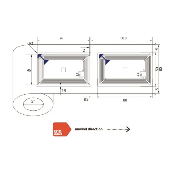 ST25TV02KC PET NFC Wet Inlay 8050mm