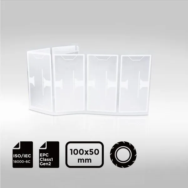 10050mm UHF RFID Tire Label with NXP UCODE 9 chip for rubber material applications.