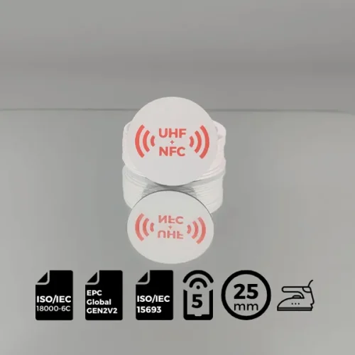 Heat Press Interactive NFC plus UHF Garment Badge EM4425 (EM|echo-V) Dual Frequency RFID