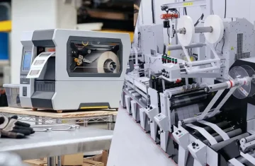 Two printing machines, one for small label printing and one for industrial label production.