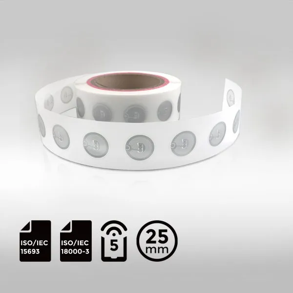 Reliable circular NFC wet inlay with NXP ICODE SLIX chip for extended read range