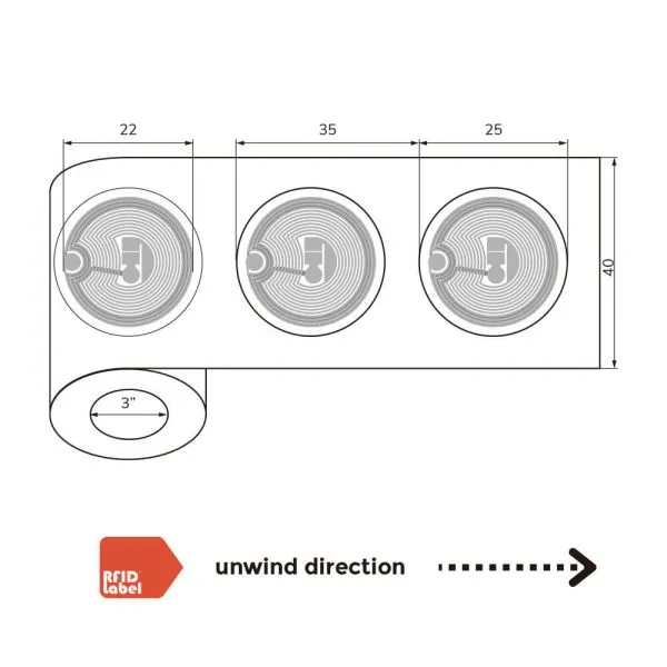 Roll of circular NXP ICODE SLIX NFC wet inlays for large-scale smart labeling