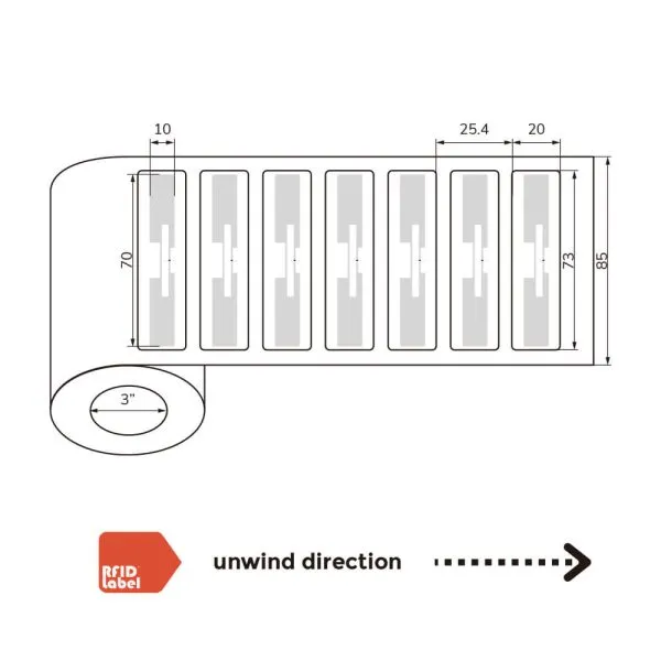 Roll of UHF RFID On-Liquid Label PET NXP UCODE 8 for bulk liquid product tagging