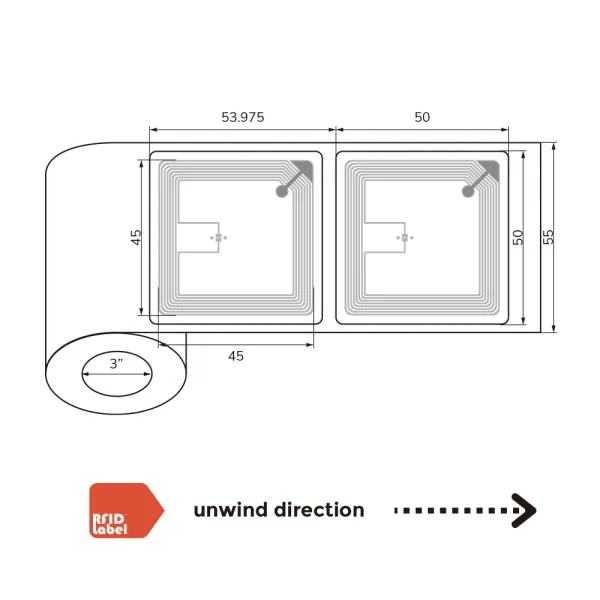 Roll of NFC wet inlays with NXP ICODE ILT-M chip for high-volume secure tagging