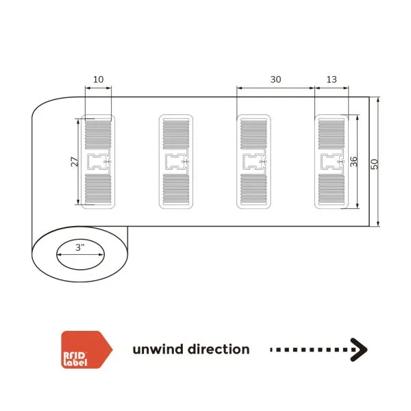 UHF RFID Label Impinj Monza R6P 36 by 13mm ISO18000-6C