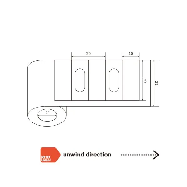 Dimensions of NXP UCODE 8 Flexible and Printable UHF On-Metal RFID Label
