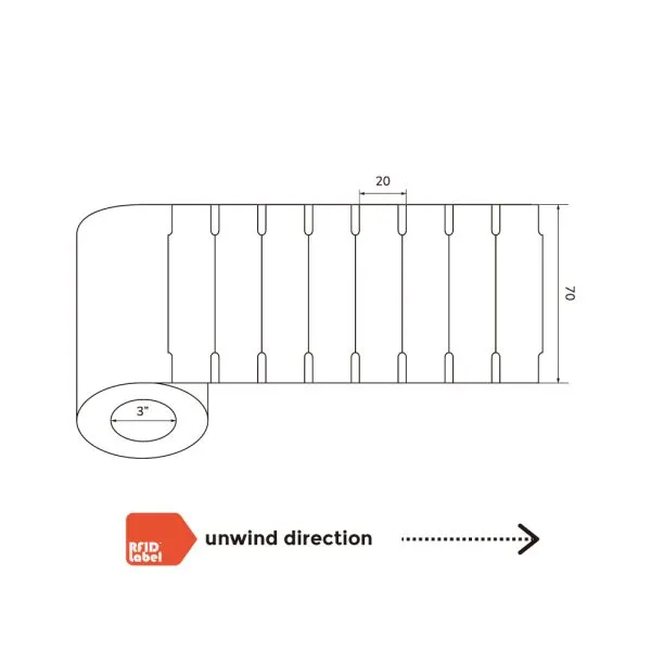 Dimensions of NXP UCODE 9xe Printable UHF Laundry RFID Label