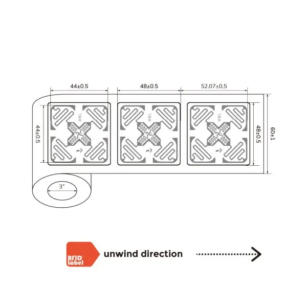 Tamper Evident Impinj Monza 4QT UHF RFID Label 48 48mm