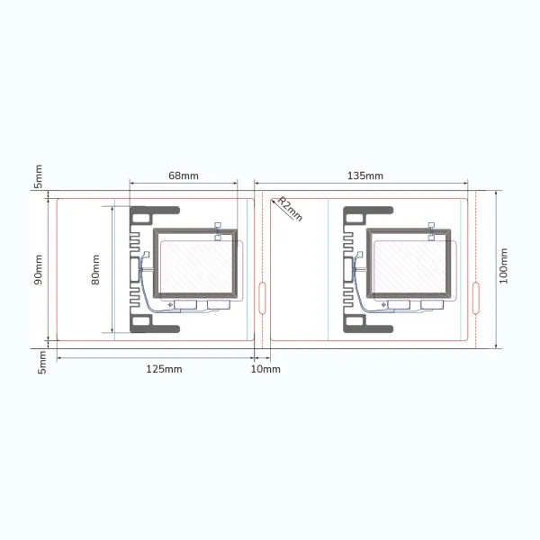 Detailed size information of the RFID Temperature Monitoring & Logging Label for installation and integration