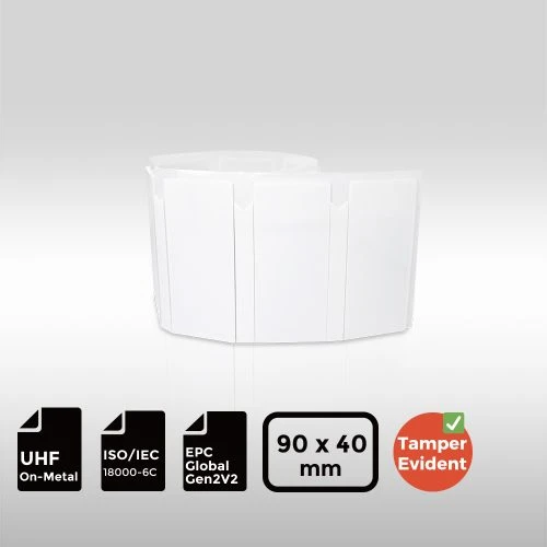 Tamper Proof On-Metal UHF RFID Label Impinj Monza R6-P 90 40 2.2 mm