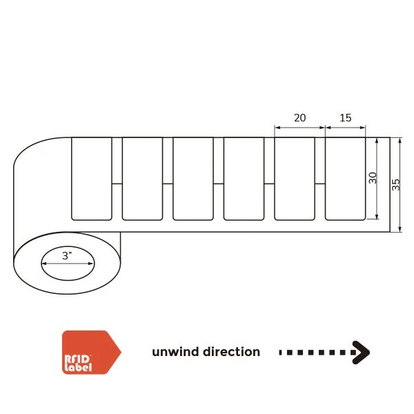Dimensions of Flexible and Printable On-Metal UHF RFID Label 30 15 mm