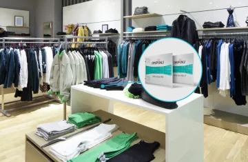Clothing store interior with an overlay of Impinj Monza R6/R6-P RFID tags.
