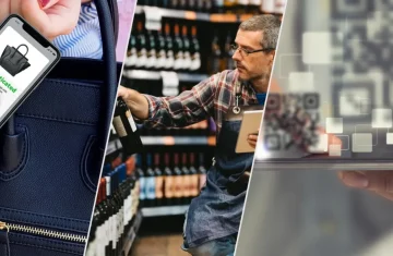 NFC vs RFID vs QR Code Which Technology Is Best for Anti-Counterfeiting Collage showing digital product authentication for luxury bag, wine bottle, and QR code based verification.