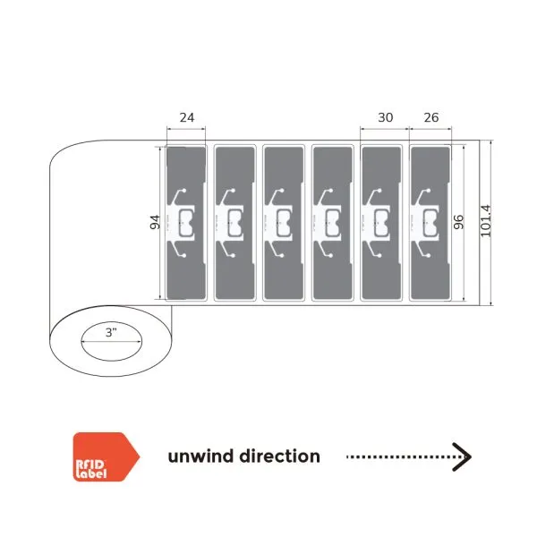 ARC Certified RFID Label Avery Dennison Impinj M830 production layout and structure drawing