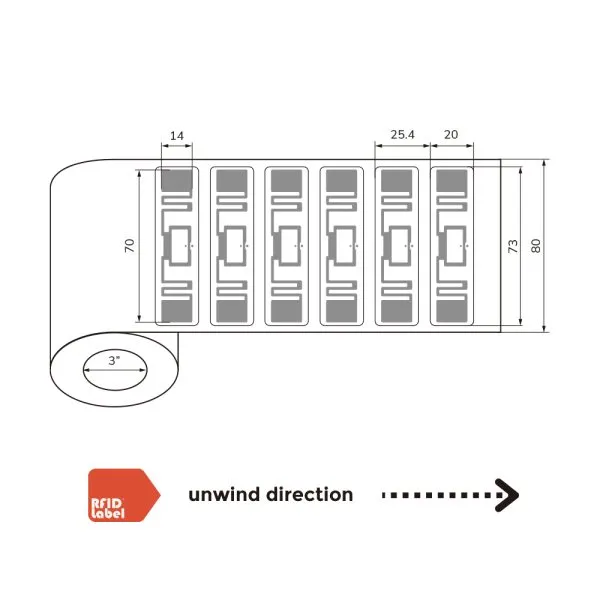 Tamper-Evident NXP UCODE 8 UHF RFID Label 7320mm
